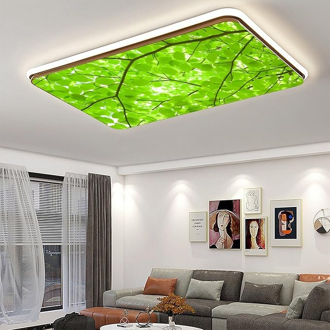 2 Pack Fluorescent Light Cover for Ceiling, Green Branches and Leaves Magnetic Cover, Classroom Supplies for School, Home Office