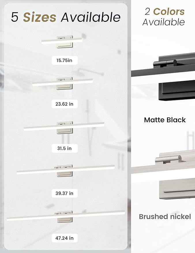 VOLISUN Modern Bathroom Vanity Light 31.5 inch, Rotatable, 28W Dimmable 5CCT Led Bathroom Light Fixture Over Mirror, Brushed Nickel Bar Vanity Light for Bathrooms Mirror Restroom-ETL Certificated