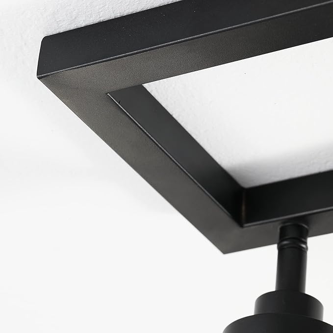 Shura - Square 4-Light Black Integrated LED Ceiling Light w/Rotatable Heads, Adjustable Flush Mount Ceiling Light, 3000K, 1820 Lumens