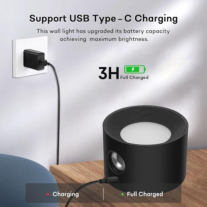 Lightess Smart LED Wall Sconces Set of 2, Dimmable Wall Mounted Lamp with RGB Mode & APP Control, 5000mAh Rechargeable Battery Operated Wall Light for Bedroom Reading Bedside, Black
