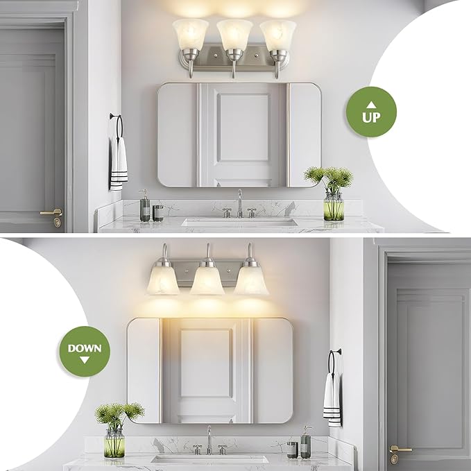 3 Light Bathroom Vanity Lights, Bathroom Light Fixtures Over Mirror, Modern Lighting Fixtures Brushed Nickel Wall Lamp Vanity Lights Apply for Mirror Living Room Cabinet Bedroom, Bulb Not Included