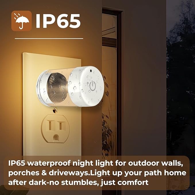 TSEXES 2 Pack LED Night Light Plug into Wall 3000K/4000k/5000K Adjustable Color Temperature Night Light,Touch Control Nightlight Dimmable,Built in Dusk to Dawn Sensor for Bathroom Hallway Kitchen