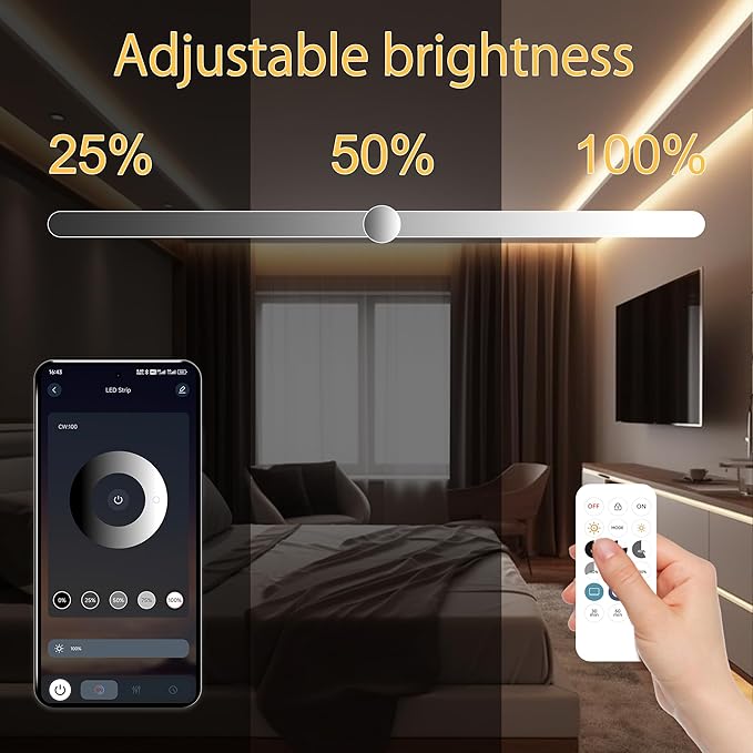AXMOTUT COB LED Strip Lights with RF Remote, 24V 32.8ft Warm White Dimmable LED Light Strips, High Bright 2700K LED Lights with Power Supply for Room, Kitchen, DIY Home Decoration