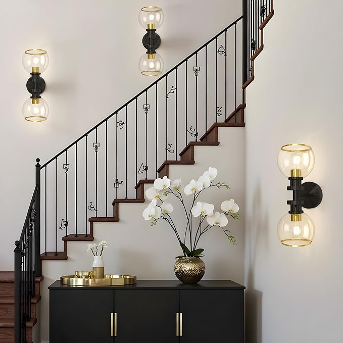 Modern Bathroom Light Fixtures,2-Light Vanity Lights Set of 2, Hardwired Sconces Wall Decor Set of 2, Modern Bathroom Wall sconces for Vanity Mirror Living Room Hallway
