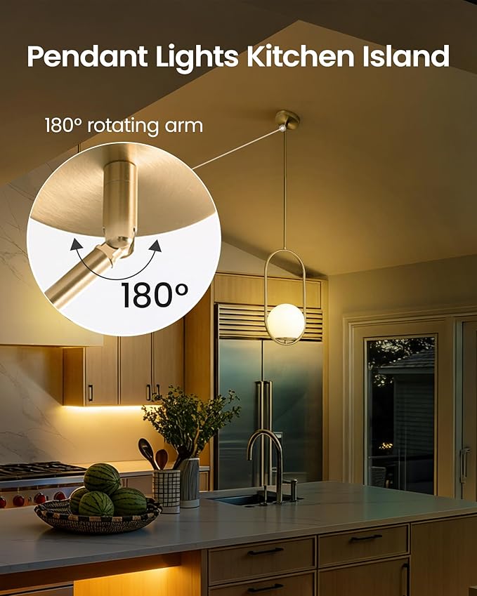 Yunnix Pendant Lights Kitchen Island, Pendant Light Fixtures, 2 Pack Modern Champagne Bronze Globe Glass Pendant Lighting, Mid Century Chandelier One Light for Bathroom Bedroom Dining Room