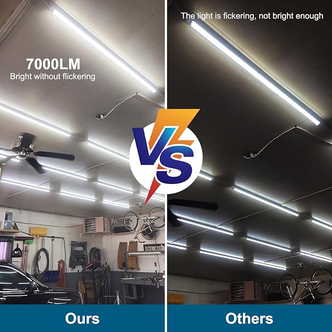 Led Shop Lights,Led Shop Lights 4FT 50W 6500K 7000LM Clear White,Shop Light 4FT 110V Linkable Integrated V-Shape for Shop Garage,Warehouse,Workbench and Workshop Commercial Bay Lighting(8-Pack)