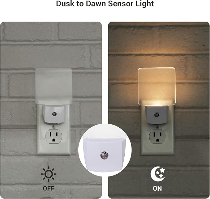 DEWENWILS Night Lights Plug into Wall, LED Night Lights for Kids, Dusk to Dawn Sensor, 3000K Warm Nightlight for Nursery Room, Bathroom, Hallway, Kitchen, Frosted Acrylic Shade, 4 Pack