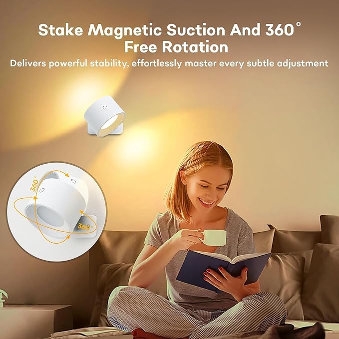 Lightess Battery Operated Wall Sconce Set of 2, 19 Colors Dimmable Wall Lights for Bedroom, 5000mAh Rechargeable Cordless Wall Lamps for Bedroom Hallway, White