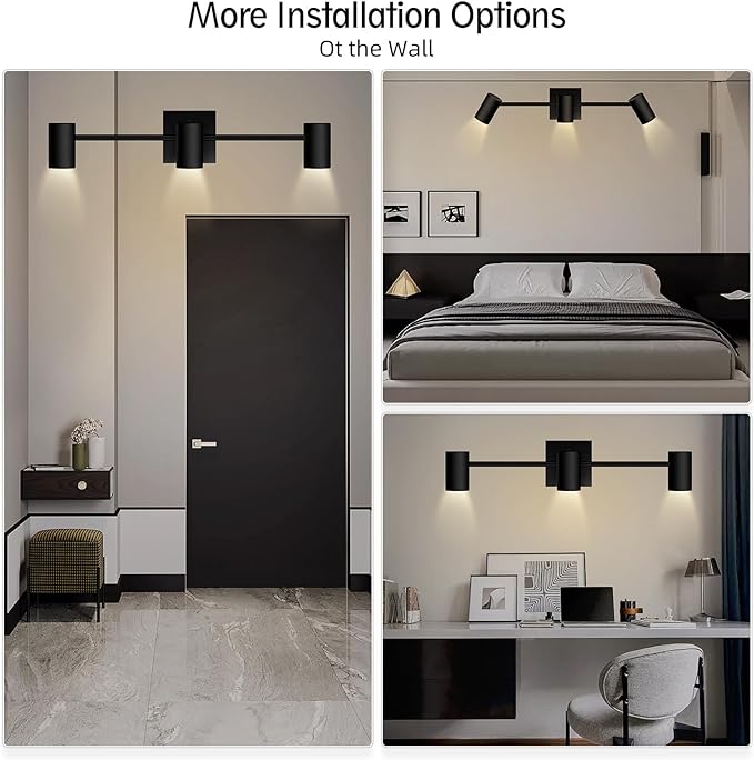 BoostArea Track Lighting Fixtures Ceiling, 3 Way Track Lighting Kit, LED Track Lighting with Rotatable Light Heads, Modern Ceiling Spot Lighting for Kitchen/Bedroom/Living Room, GU10 Bulb Not Included