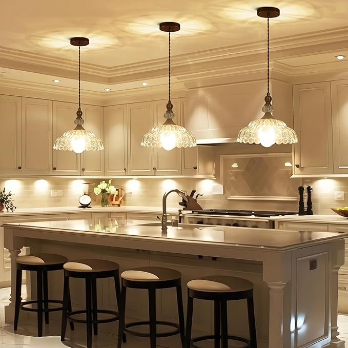 9.8" Vintage Pendant Lights for Kitchen Island, Small Brass Gold Hanging Pendant Lighting Fixture for Dining Room Hallway Bedroom