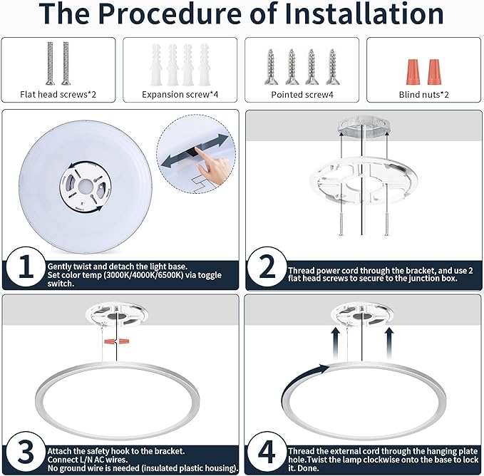 MOONSEA 16 Inch LED Flush Mount Ceiling Light, 36W Modern Round Ceiling Light with Remote Control, Dimmable 3000K-6500K Adjustable, Slim Flat Panel Lights for Kitchen Dining Room, Brushed Nickel
