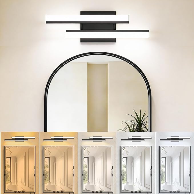 Bathroom Light Fixtures: 18-Inch Modern Bathroom Vanity Light ETL Certificated 5CCT Optional Wall Lights Over Mirror 20W, LED Vanity Light Bar 0-100% Dimmable - Wall Light Fixtures, 1 Pack