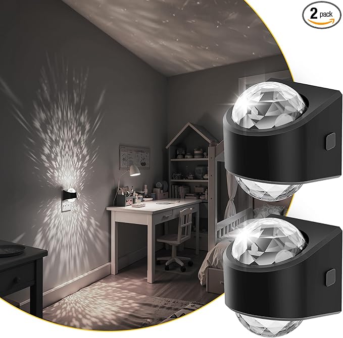 L LOHAS LED Night Lights Plug into Wall 2 Pack,Night Light for Kids with Dusk to Dawn Sensor,5000K Daylight White Projector Light for Kids Playroom Home Theater Party