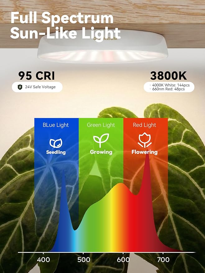 GLOWRIUM Grow Lights for Indoor Plants, Full Spectrum Puck Grow Light with Manual & APP Control, 48W(6 x 8W) Plant Lamp Auto-Timer, Plant Assistant 10 Levels Dimmable for Plant Shelf (6 Packs,White)