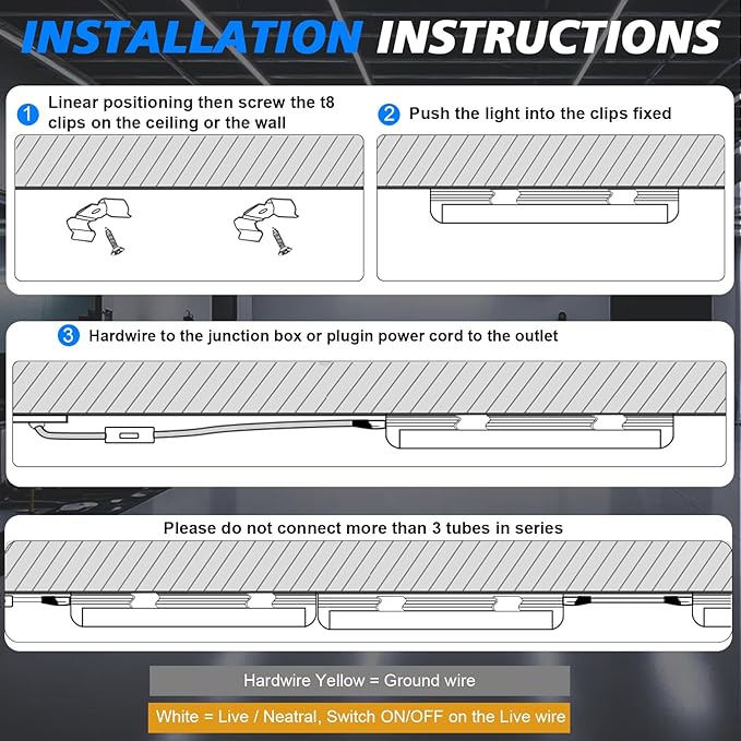 SHOPLED 8FT Shop Light 100W 15000LM 6500K | 12-Pack Linkable V-Shape Led Shop Light | Plug & Play T8 Tube Lights for Garage, Warehouse, Basement | Ultra Bright Energy-Saving ETL (5000K, 12 Pack)