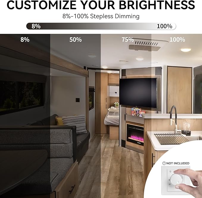 RV Recessed Ceiling Light, 3Inch RV Puck Light 12V, 400LM RV Light Interior, Camper Light Fixture for RV Motorhome Caravan Trailer Boat