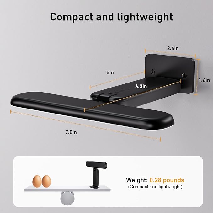 Picture Light, Rechargeable Picture Lights for Wall with Remote, 300 LM, Brightness Dimmable, Art Light for Poster, Artwork, Gallery, Display, Black(1p)