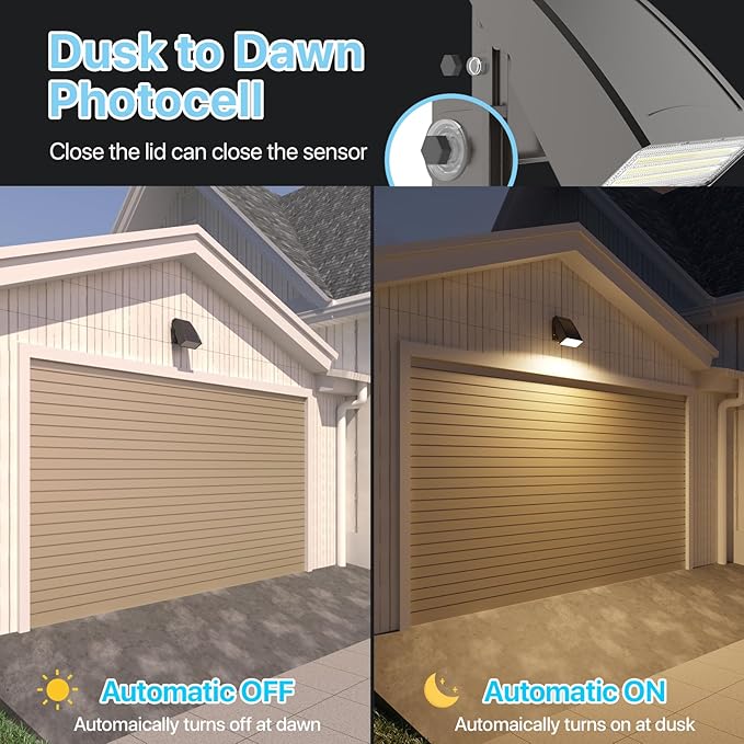 HYPERLITE LED Wall Pack Light: 40W 3000K Wall Pack Lights Outdoor with Dusk to Dawn Photocell, 5200lm ETL Listed Adjustable Full Cut Off Wall Packs for Porch Yard Barn Warehouse Garage