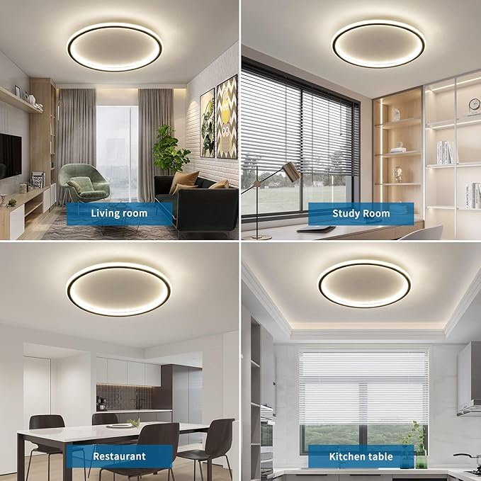 15.7 Inch Flush Mount Ceiling Light, 40-60W Round LED Ceiling Light Fixtures, Thin Modern Ceiling Lamp, Close to Ceiling Lights for Bedroom, Kitchen, Living Room, 3 Color Temperature Selectable