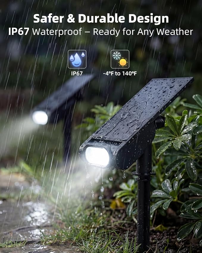 EZVALO Solar Spot Lights Outdoor with Remote, Solar Spotlights Waterproof IP67, 3 Color Temps & RGB Color Changing Solar Lights for Outdoor Yard Garden Plant Trees Pathway (4 Pack)