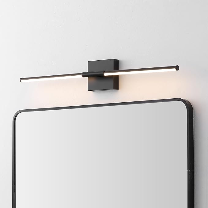 JONATHAN Y 28" Black Modern Dimmable Integrated LED Wall Sconce, Minimalist Adjustable Metal Vanity Light for Bathroom Mirror, Bedroom, Hallway, 3000K, ETL Listed (JYL7041C)