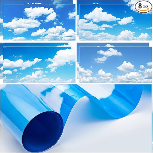 Amylove 8 Pcs 4 x 2 Feet Backlit Film Material Fluorescent Light Covers Classroom Filters Ceiling Light Covers Panels Florescent Diffuser