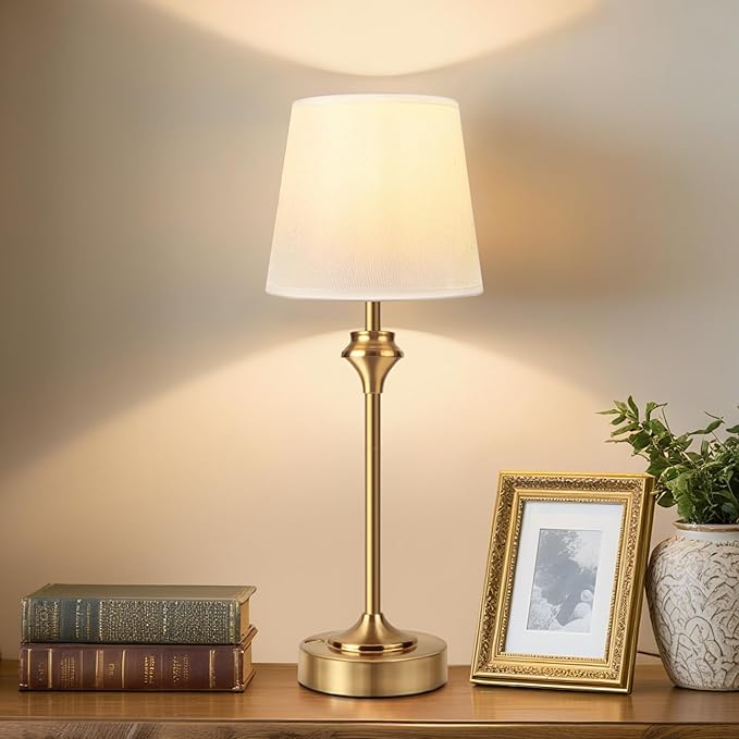 NIORSUN 10.2" Portables Cordless Table Lamp, Battery Operated Lamp,Small Bedside Table Lamp with Warm White,3 Way Dimmable Touch Desk Lamp for Living Room Restaurant Bedroom (Gold)