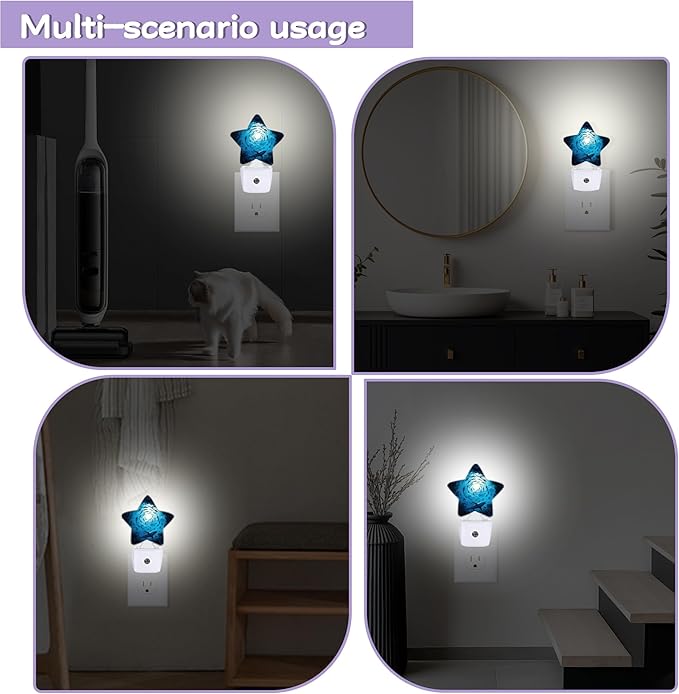 Large Sharks Night Lights Plug Into Wall,Underwater Vortex Dusk to Dawn Light Sensor Night Light for Kids,Energy Efficient Sleep Friendly Lamp for Bedroom Bathroom Nursery