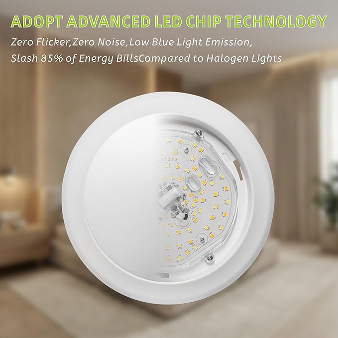 6 Inch LED Disk Light 6500K 6-Pack, Bright Daylight 16.5W Dimmable 1100LM, CRI80, High Output for Garage,Kitchen,Bathroom, ETL FCC Listed