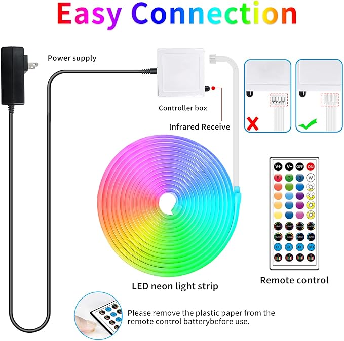 segrass 66FT Neon LED Rope Lights IP65 Waterproof LED Lights for Bedroom Flexible LED Light Strip with Remote/APP Control RGB Lighting Strip for Indoors Outdoors Bedroom Room Home Décor
