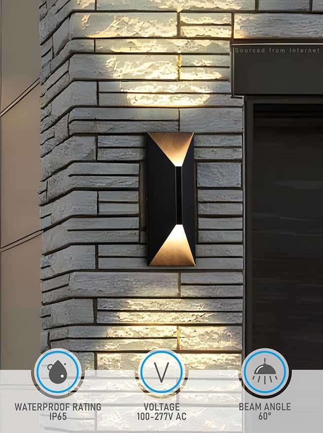LEONLITE Dimmable LED Up Down Wall Light, 100-277V, CRI 90+, IP65 Waterproof, 10%-100% Dimmable for Commercial Outdoor, 14 Inch Modern Porch Light, 3000K, Pack of 2