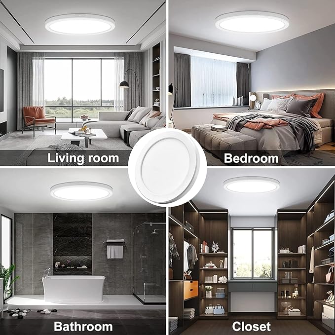 ETL Certified 11 inch Ceiling Light Flush Mount, Ultra Slim 0.63" Thick Round Flat LED Ceiling Lamp Dimmable 5000K Ceiling Light Fixtures for Bathroom, Kitchen, Bedroom, 3 Pack White