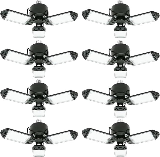 LED Garage Light, 80W 8000 Lumen Ceiling Lights with 3 Adjustable Panels, 6500K Daylight Light Bulb Fixture LED Lights for Garage, Workshop (80W 8Pack)