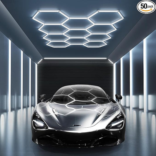 MODERN 11 Hexagon LED Garage Light, Ultra-Bright 6500K Natural White, 11 Grids for Garage, Mall, Shop, and Auto Detailing.