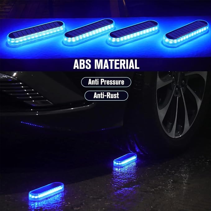 YiLaie Blue Solar Lights for Outside Stick on Boat Dock Step Driveway Strip Lights Solar Powered Outdoor Waterproof Deck Stairs Post Ground Pathway Walkway Accessories Auto ON/Off（8 Pack）