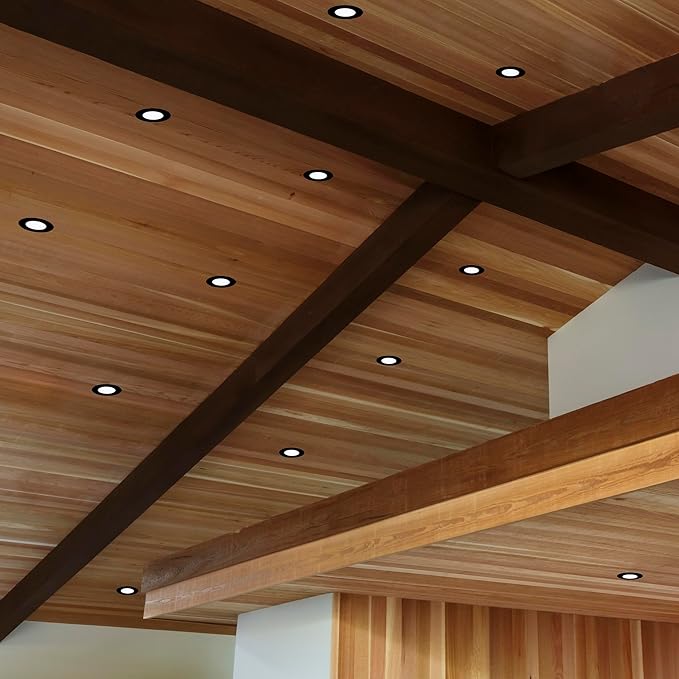 Maxxima 3 in. 5 CCT Ultra Thin Recessed LED Downlight, 400 Lumens, Slim Canless Light, IC Rated, 5 Color Temperature Selectable 2700K/3000K/3500K/4000K/5000K, Dimmable, Black Trim, J-Box Included