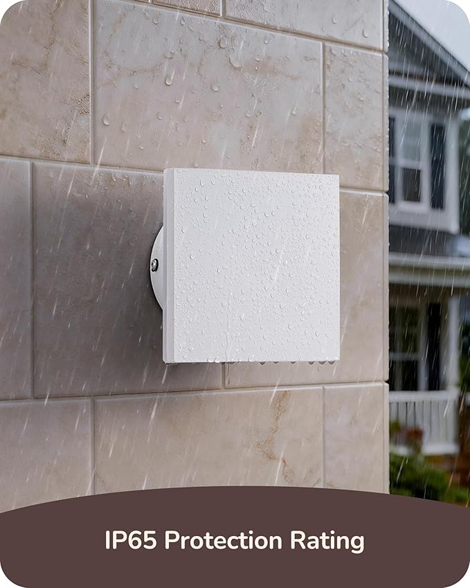 EDISHINE 4 Pack Small LED Outdoor Wall Lights Exterior/Interior, 3000K-5000K Dimmable Wall Sconce, Square Modern Exterior Lighting Fixtures, IP65 Waterproof Aluminum Outside Porch Light, White