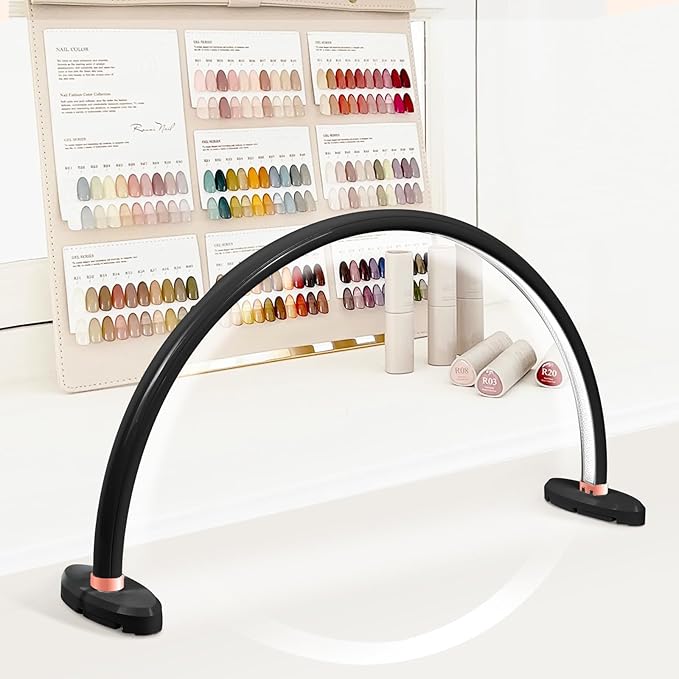BZJ 16 inch Half Moon Light for Nail Desk Portable Nail Light with Liftable Base Desk Lamp No Flicker & Shadow for Desk Salon Table Use, 3 Color Temperature