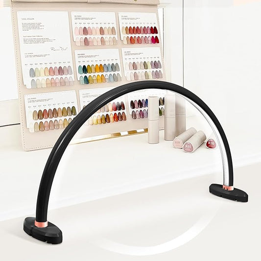 BZJ 16 inch Half Moon Light for Nail Desk Portable Nail Light with Liftable Base Desk Lamp No Flicker & Shadow for Desk Salon Table Use, 3 Color Temperature