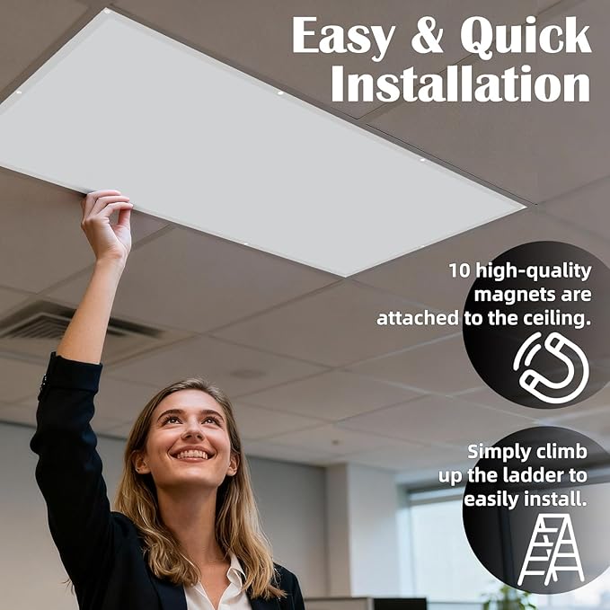 ANGSYLTH 8 Pcs Fluorescent Light Covers - 4 x 2 Feet Covers for Ceiling Lights, Magnetic Light Filters for Classroom, Office, Hospitals, Home (Light Gray-2)