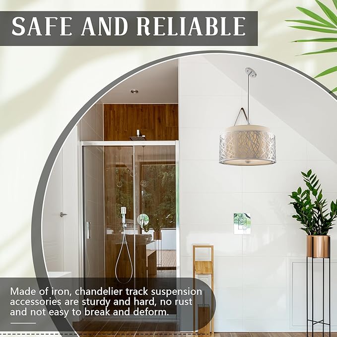 Tondiamo 4 Pcs Silver Sloped Ceiling Light Adapter 180 Degree Pendant Suspension Canopy for Chandelier Track Ceiling Lamp Pendant Vaulted Overhead Light Hanging Helper for Vaulted or Angled Overhead