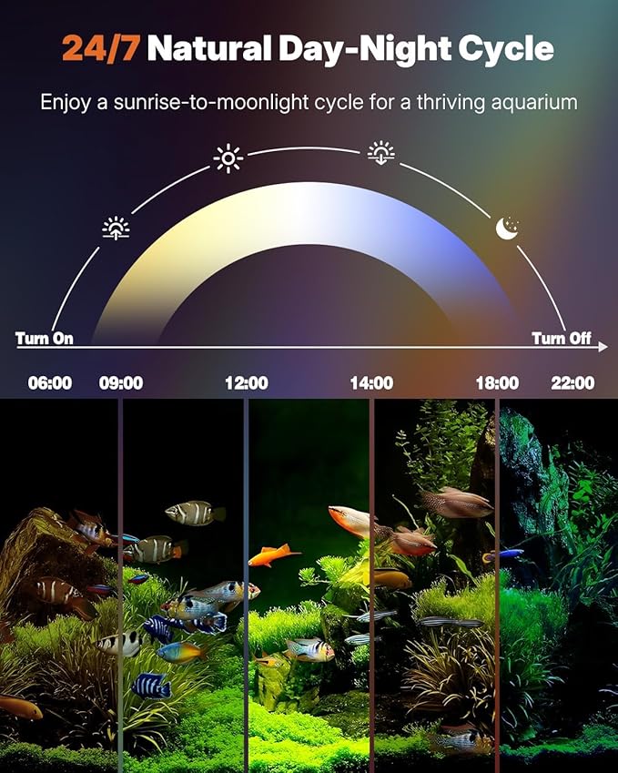 Pawfly 6.5 W Aquarium LED Light 12 Inch 24/7 Fish Tank Light with Full Spectrum IPX8 Waterproof Lights Multi-Colored LEDs with D/N Mode Single Color Effects Timer and Adjustable Brightness
