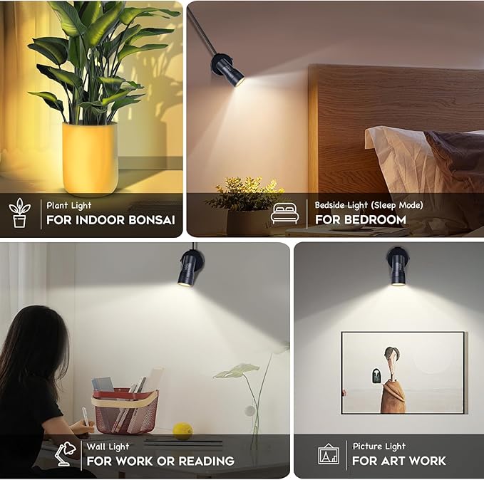 2 Pack Uplighting Indoor, 12W Uplights & Spot Lights with 8° to 60° Zoom Head, Stepless Dimming & Color Temperature Accent & Floor Can Light, Remote & Timer for Plants, Art, Pictures
