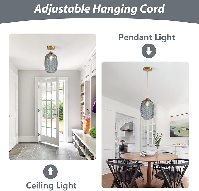 KCO Lighting Smoked Glass Globe Pendant Light Antique Gold Pendant Lights Nordic Blown Glass Pendant Light Single Hanging Light Fixture Mid Century Modern Entry Lighting