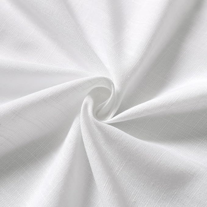 Off White Linen Sheer Curtains 54 Inch Length 2 Panel Set Back Tab Pocket Semi Sheer Light Filtering Short Curtain Soft Elegant Aesthetic Small Window Drapes for Bathroom 52x54 inches Long