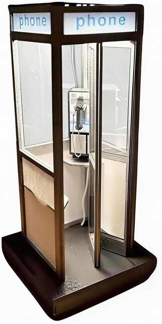 Retro Vintage Tall PhoneBooth Lamp,Classic Telephone Booth Table Lamp with Warm LED Light,Table Light Phone Box Decorative Night Light for Office,Bedroom,Unique Phonebooth Lamp Vintage Decor Home Gift