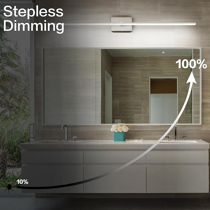 ZUZITO 48 Inch Vanity Lights for Bathroom Over Mirror Brushed Nickel Over Cabinet Arm Extra Wide LED Bar 5CCT 2900K 6000K 32W 2560lm ETL