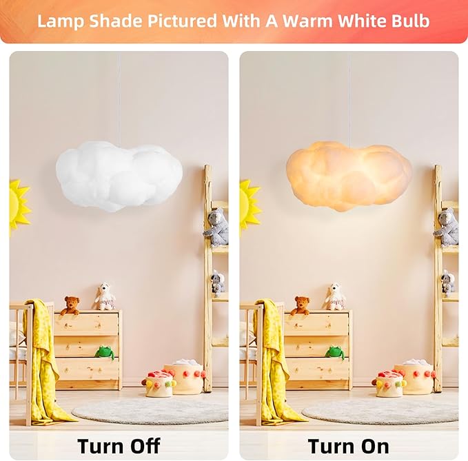 Arturesthome 2-Light White Cloud Pendant Light,Modern Fluffy Cotton Chandelier LED Ceiling Hanging Light Fixture for Bedroom Hotel Restaurant Cafe-19.65in