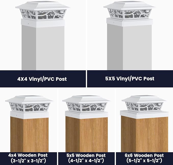 SIEDiNLAR Solar Post Lights Outdoor 4 Modes Deck Fence Post Cap Light for 4x4 5x5 6x6 Vinyl Wooden Posts Patio Garden Decor, Warm White & Cool White Dynamic Lighting White (1 Pack)