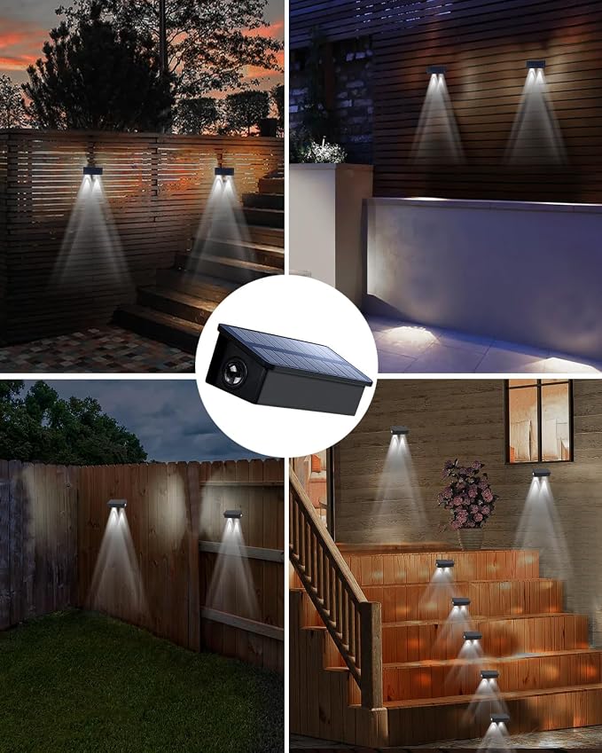 Solar Fence Lights Outdoor Waterproof LED Spot Lights, Cool White, Easy Install, Enhanced Security, for Step, Wall, Deck, Patio, Yard, Stair, Walkway, Garden, Garage, Rail, Pool, 12 Pack